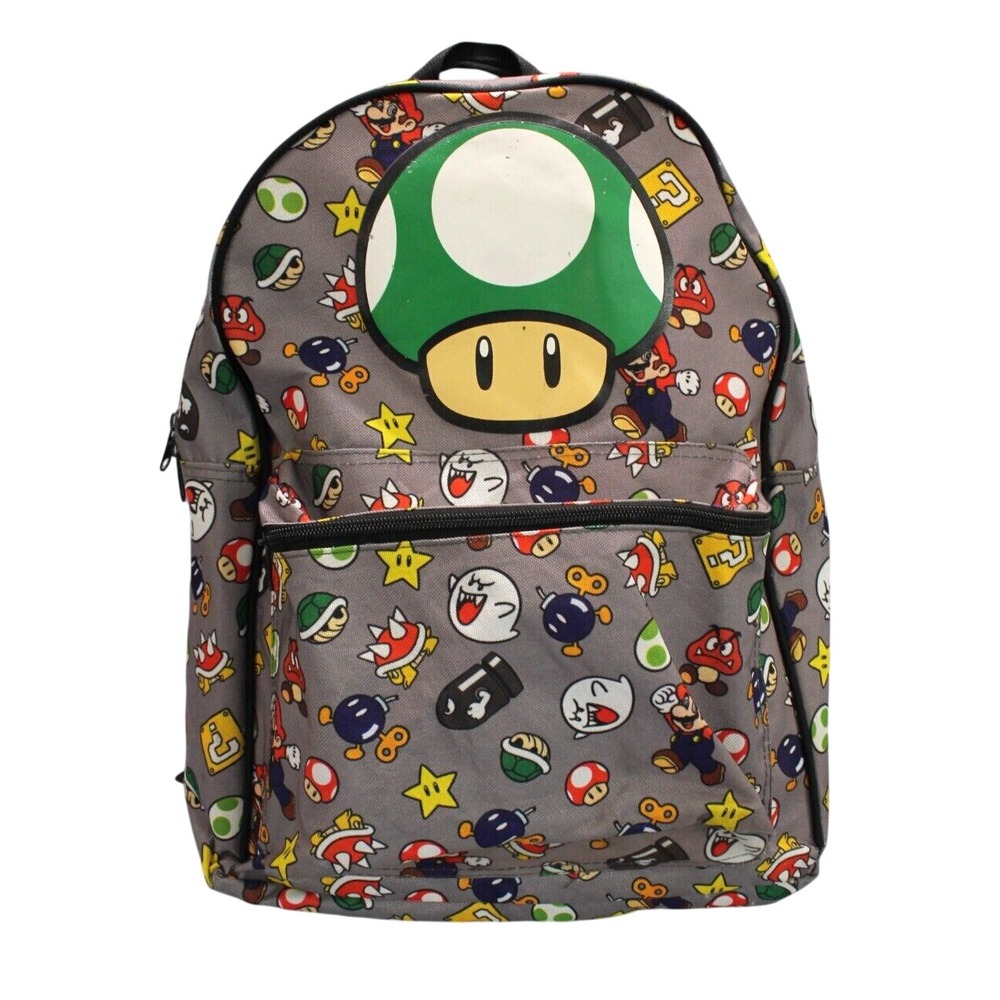 NINTENDO SUPER MARIO Canvas GREEN MUSHROOM Characters SCHOOL TRAVEL BACKPACK